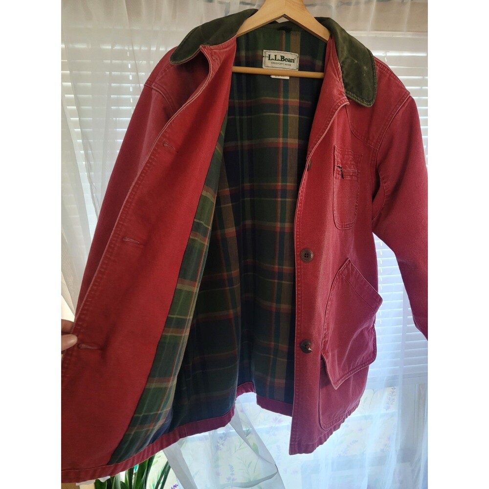 Vintage L.L.Bean PrimaLoft Barn Chore Coat Womens Medium Red Flannel Lined - Picture 14 of 15